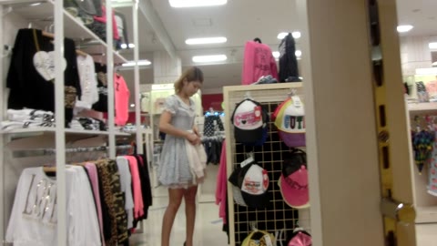         食い込み股間から胸まで丸見え!がに股M字にめくりまでも！可愛い顔して過激なTバック店員の半裸パンチラたっぷり盗撮
    