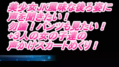         美少女JK風味な後ろ姿に、声を聞きたい!勿論!パンツも見たい+三人の女の子達の声かけスカートめくり!
    